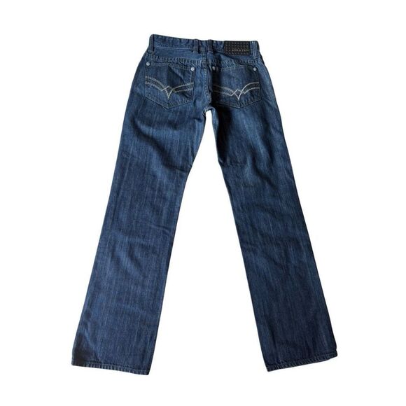 Affliction Jeans Mens 28x30 Blue Ace Slim Straight Button Fly Wrinkle Rinse Wash - Picture 2 of 9